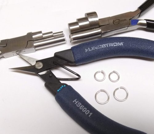 Judy Larson's Ripple Bracelet  - , Metalwork, Cutting, Cutting Tool, Cutters, Dapping, Dapping Jewelry, Filing, Finishing, Findings, Clasps, Components, Tumbling, Tumble, Tumbling Jewelry, Butane Torch, Soldering, Solder, Tools, Use the Lindstrom Multi-Purpose Shear to cut the rings apart.